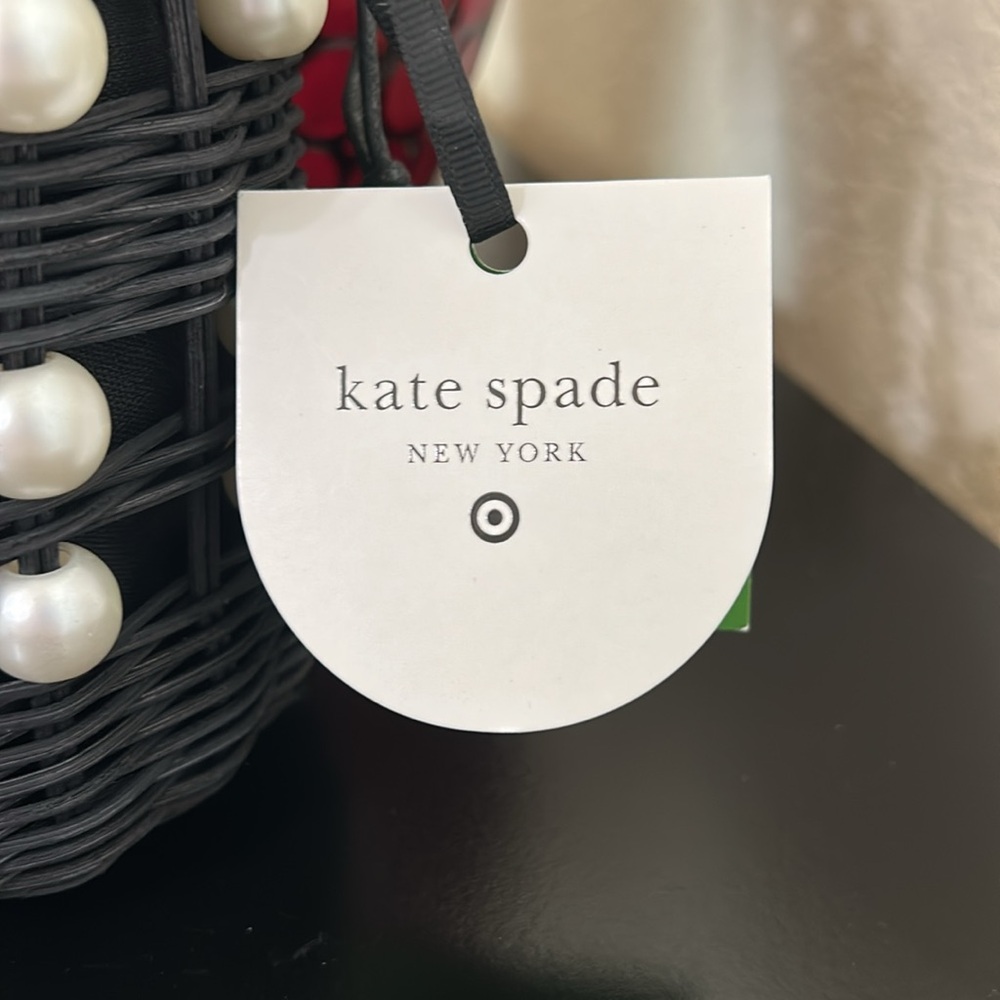 Kate Spade x Target NWT Pearl Embellished Wicker Basket Bucket Bag - Picture 8 of 12